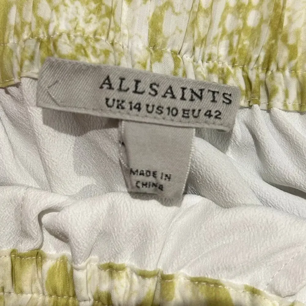 ALLSAINTS NWT $229 Clara Noche Lime Green Snake Print Midi Skirt Size 10